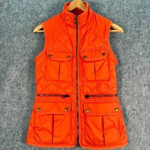 Vtg Polo Ralph Lauren Down Puffer Vest Womens S Cargo Hunting Equestrian *READ*